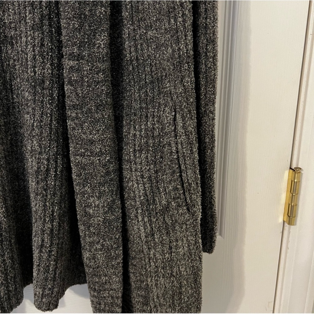 Barefoot Dreams CozyChic Lite Gray Cardigan Long Size XS Open Front knit comfy - Picture 5 of 9